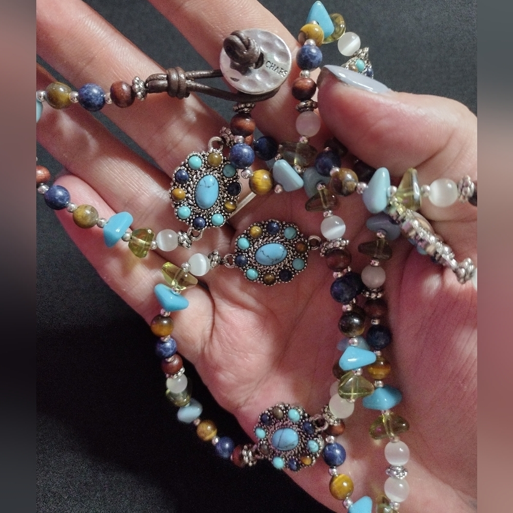 Chaps Turquoise And Multi-Color Beaded Necklace - image 7